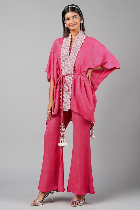 Inej Paisley Embroidered Kaftan With Bell Bottom Pant 