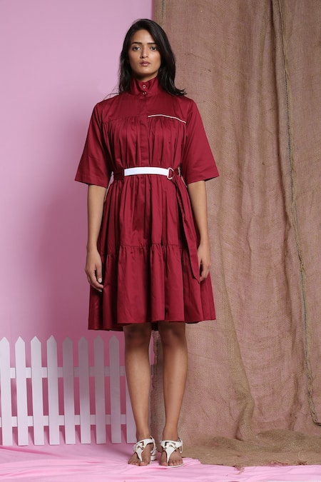 Escape By Aishwarya Tiered Dress With Belt 