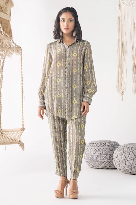 Chhavvi Aggarwal Stripe Print Shirt & Pant Set 