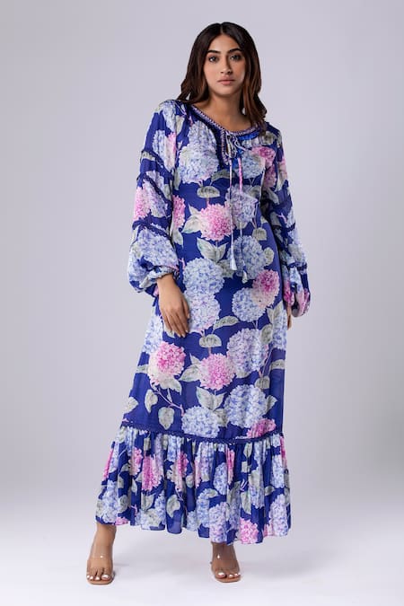 Tangerine Tiger Floral Print Maxi Dress 