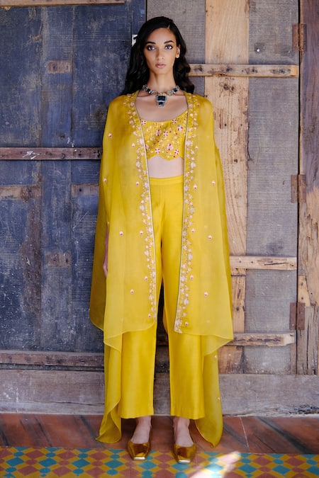 Shikha Mehta Embroidered Cape & Pant Set 