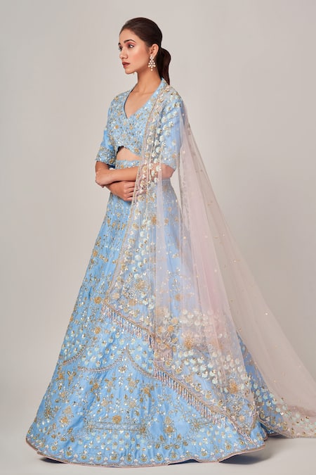 Tamaraa By Tahani Doris Floral Sequin Embellished Lehenga Set 