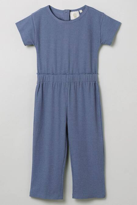 Buy Byb Premium Blue Cotton, Polyester Round-neck Jumpsuit at Aza Fashions Buy_Byb Premium_Blue Cotton, Polyester Round-neck Jumpsuit_at_Aza_Fashions