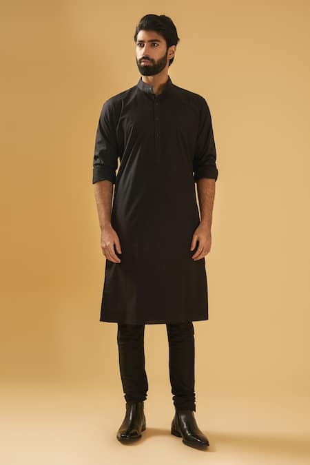 Raghavendra Rathore Blue Straight Fit Plain Kurta Set 