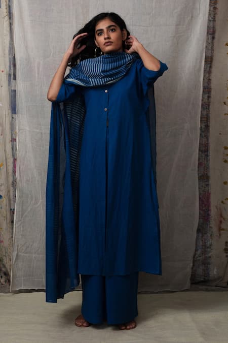 BANANA labs Cotton Kurta & Flared Pant Set 