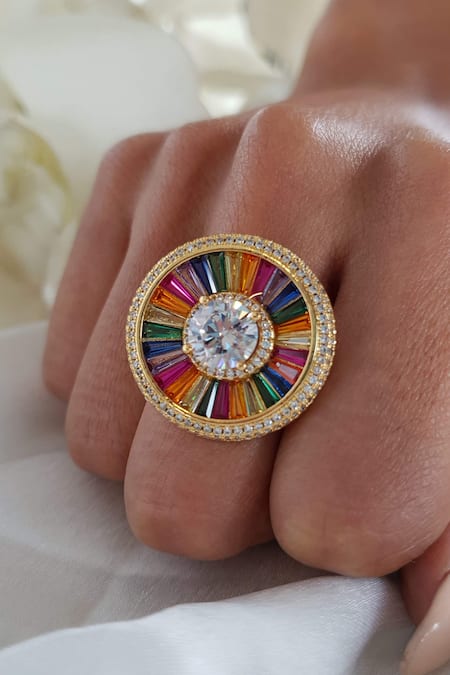 Multi Gemstone & Diamond Ring In 14K Yellow Gold - Sam's Club