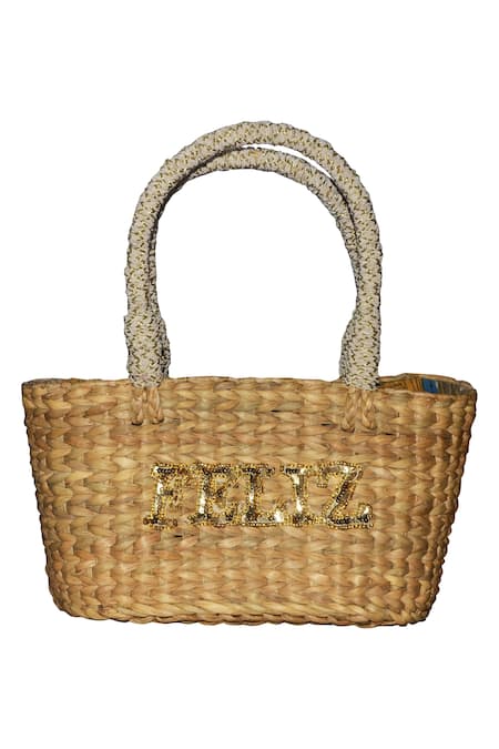 Gin & Tonic Feliz Basket Woven Beach Bag 