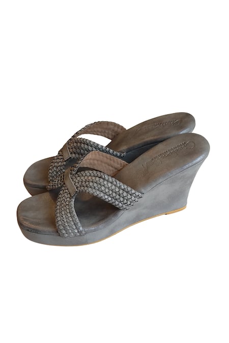Cinderella by Heena Yusuf Braided Strap Solid Wedges 
