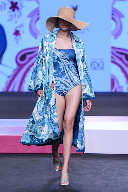 Limerick By Abirr N' Nanki Multi Color Crepe Embroidery Collared Valentia Long Printed Jacket 