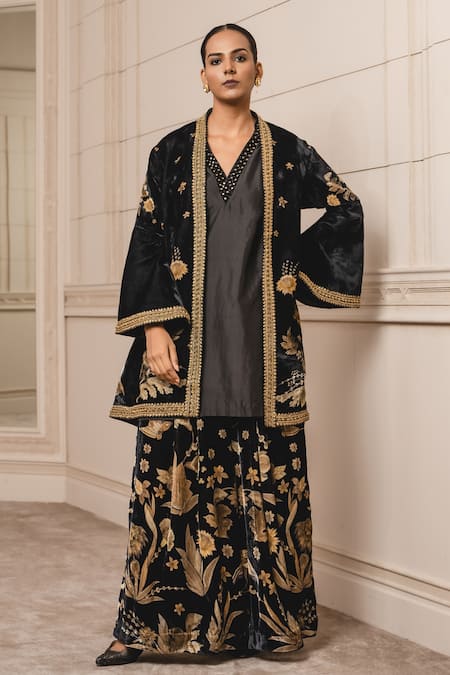 Tarun Tahiliani Floral Print Jacket & Kurta Trouser Set 