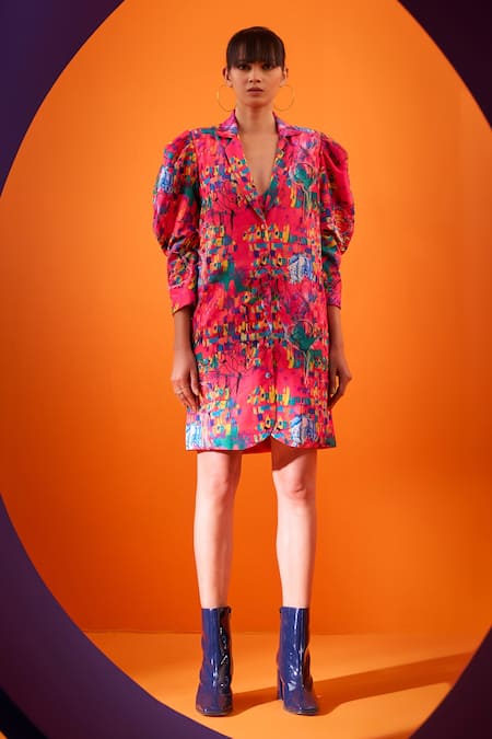 The Dramebaaz Co Aster Print Blazer Dress 