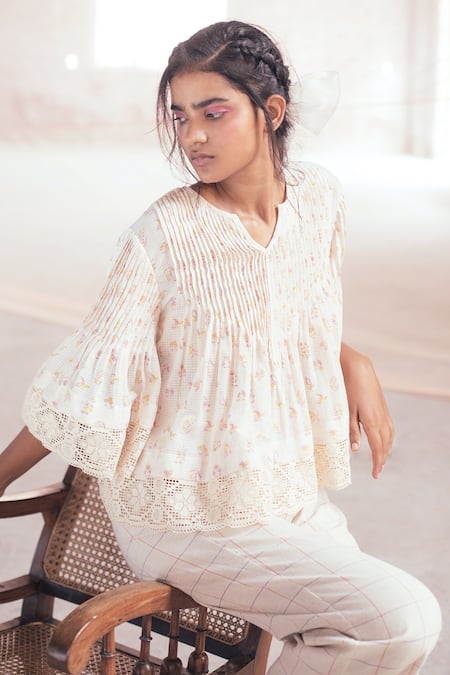 Itr by Khyati Pande Blossom Handblock Print Top 
