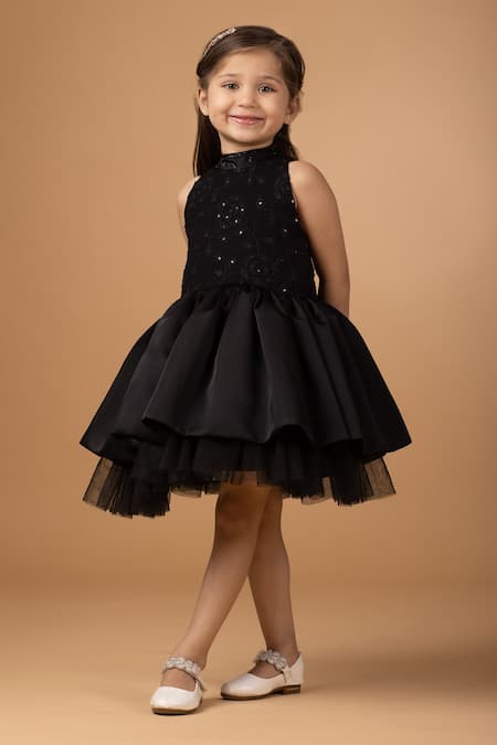 Lost in Flowering Fields Embroidered Mesh Dress in Black For Kids - Retro,  Indie and Unique Fashion