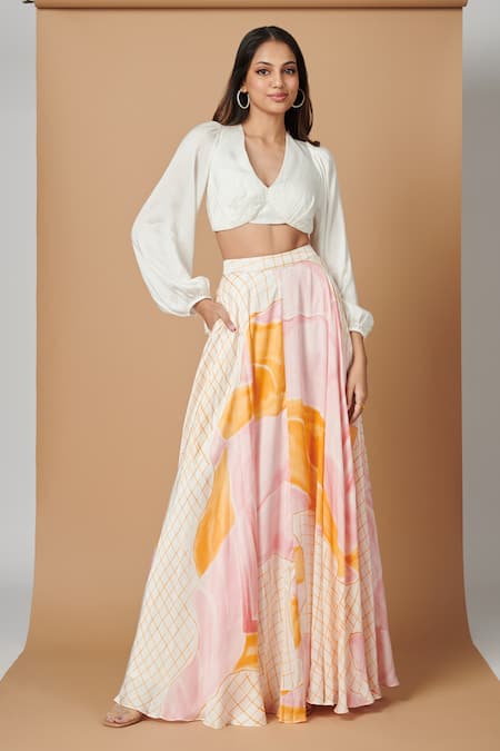 Vedika M Abstract Print Skirt & Top Set 