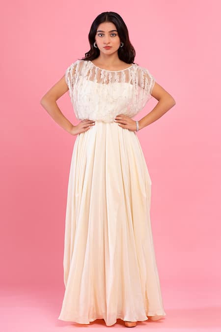 PIRI INDIA Hand Embroidered Balloon Cowl Gown 