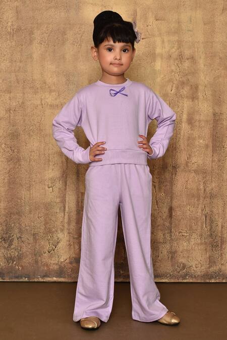 Buy Samyukta Singhania Purple Cotton Terry Plain Flared Pant at Aza Fashions Buy_Samyukta Singhania_Purple Cotton Terry Plain Flared Pant_at_Aza_Fashions