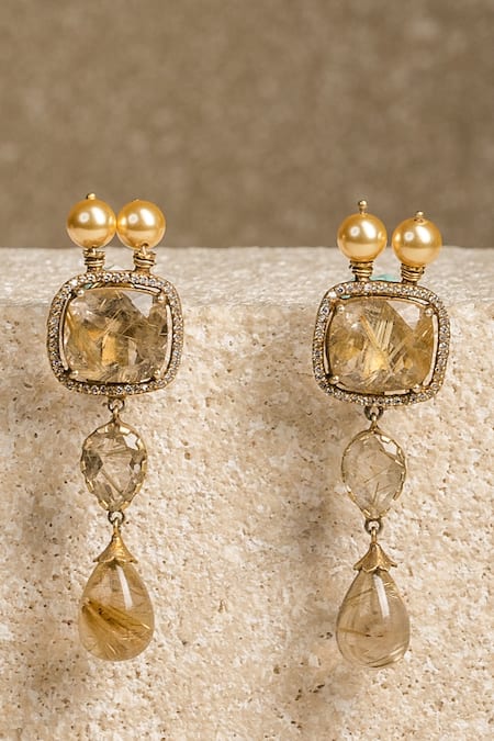 Tarun Tahiliani Routille Long Earrings 