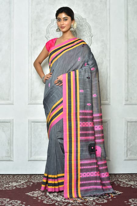 Samyukta Singhania Cotton Striped Saree 