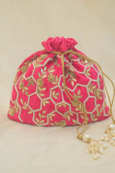 AROUND ALWAYS Honeycomb Sequin Embroidered Potli 