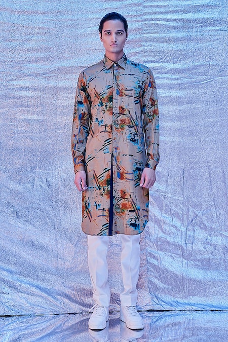 Line out line Splash Print Kurta 