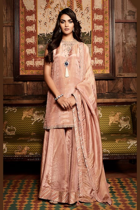 MATSYA Paaro Mirror Embroidered Kurta Sharara Set 