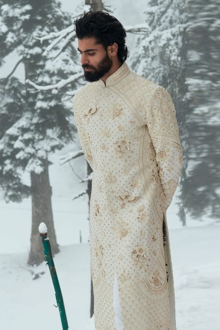 Sahil Kochhar Masha 3D Applique Embroidered Sherwani Set 