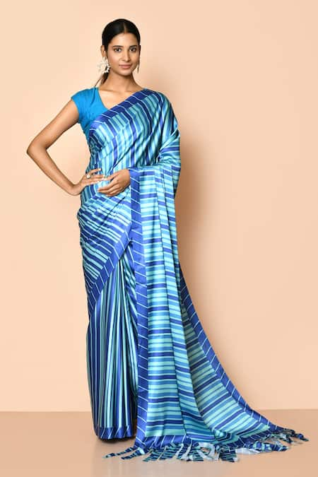 Wine Chanderi Handloom Pattu Silk Striped Saree - Silktatva