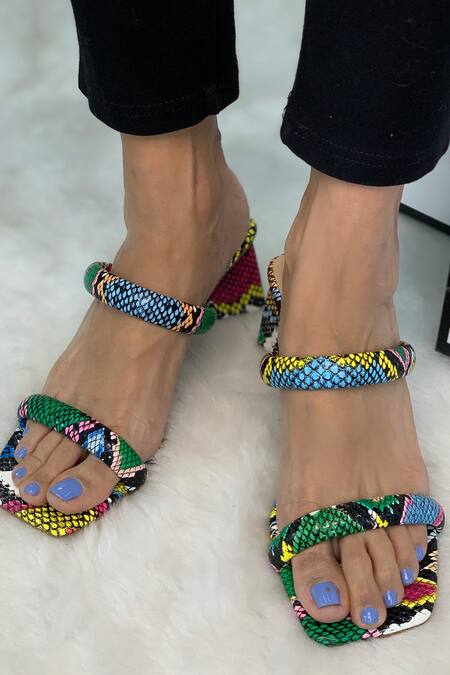 Buy_CRIMZON_Multi Color Pixie Animal Pattern Block Heels_Online_at_Aza_Fashions