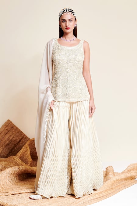 Reeti Arneja Chandni Embroidered Short Kurta Sharara Set 