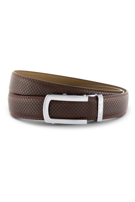 Buy HaldèN Brown Leather Contrast Buckle Belt at Aza Fashions Buy_HaldèN_Brown Leather Contrast Buckle Belt_at_Aza_Fashions