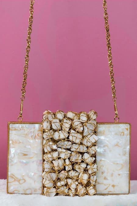 Handle Those Bags Gold Embellished Miami Mop Clutch