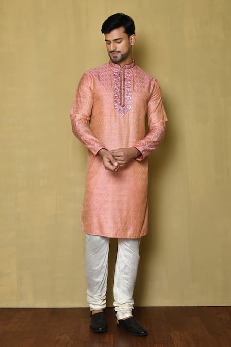 Arihant Rai Sinha Embroidered Placket Woven Kurta & Churidar 