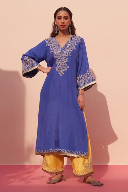 Angad Singh Zardozi Embroidered Choga & Palazzo Set 