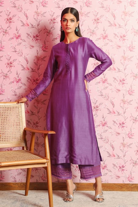 Dohr India Saira Round Neck Kurta Palazzo Set 