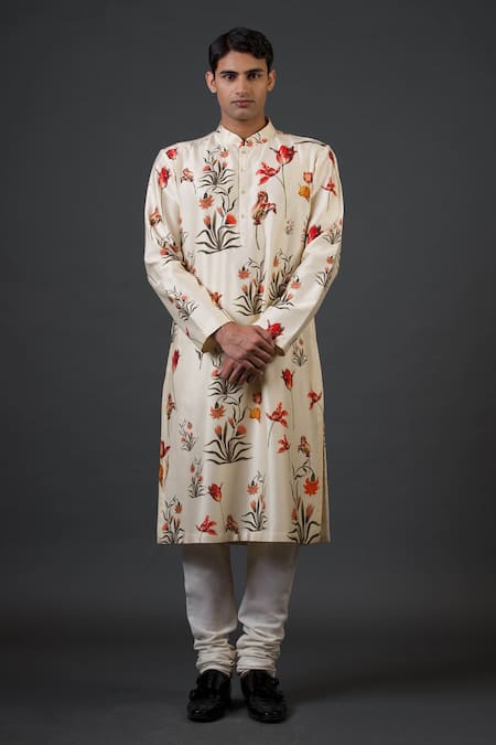 Balance by Rohit Bal Chanderi Silk Botanic Print Kurta Set 