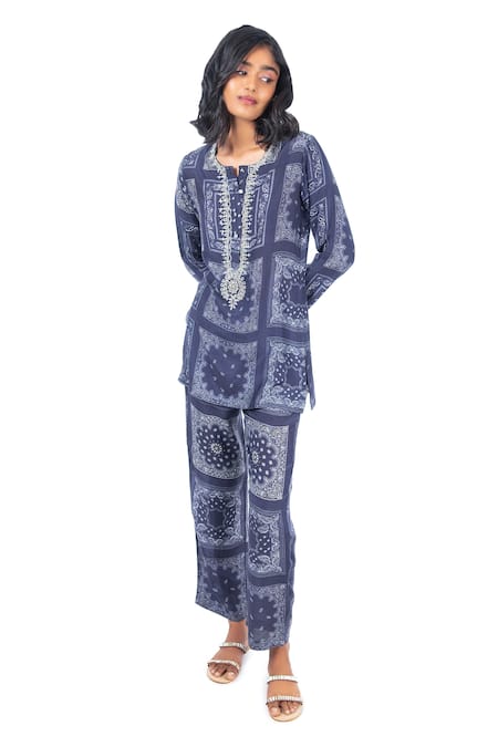 Monisha Jaising Paisley Print Tunic & Pant Set 