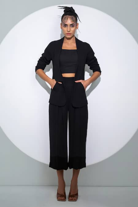 Pocketful Of Cherrie Gathered Sleeve Jacket & Cropped Culottes Set 