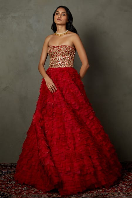 Buy Red Floral Print Short Dress Online - Label Ritu Kumar International  Store View