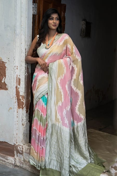 TaBa Kashi By Artika Shah Multi Color Handloom Cotton Chiffon Dyed Rangkat Zari Woven And Saree  