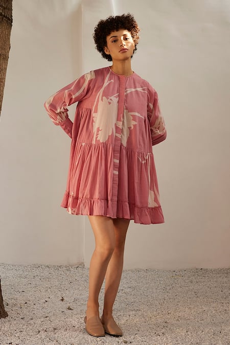 Kharakapas Daffodil Frilled Hem Mul Cotton Dress 