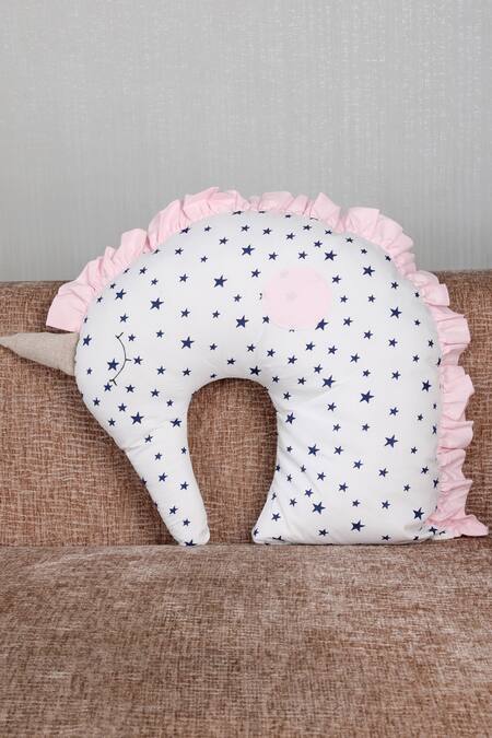 My Gift Booth White Crepe Unicorn Shaped Cushion