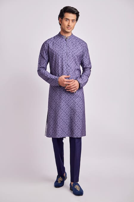 Bubber Couture Purple Modal, Silk Dimitry Medallion Print Kurta Set 