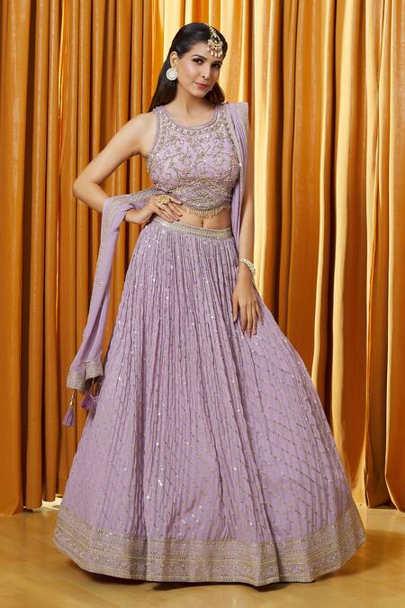 Shop Alaya Advani Purple Georgette, Lining Butter Crepe Sequin, Lehenga Set With Blouse Shop_Alaya Advani_Purple Georgette, Lining Butter Crepe Sequin, Lehenga Set With Blouse