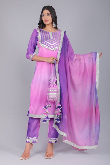 POMCHA JAIPUR Orchid Straight Kurta Pant Set 