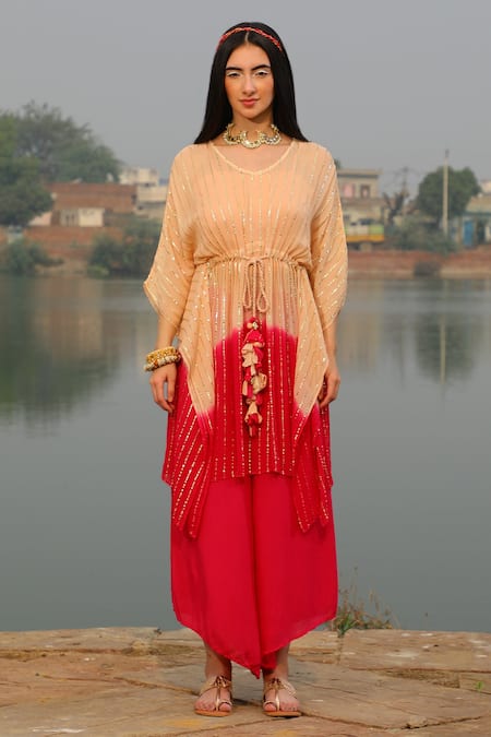 Enech Two Toned Kaftan And Pant Set 