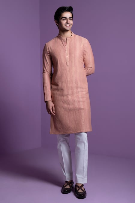 Contrast By Parth Threadwork Chikankari Kurta With Pant 