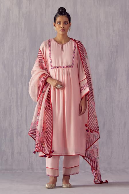 Buy Amisha Kothari Peach Cotton, Organza, Embroidery, Tassels Chandni Sleeve Kurta Set at Aza Fashions Buy_Amisha Kothari_Peach Cotton, Organza, Embroidery, Tassels Chandni Sleeve Kurta Set _at_Aza_Fashions