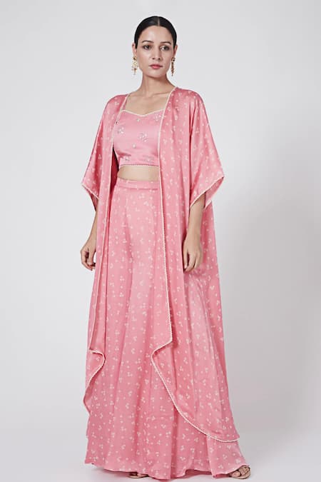 Ruchira Nangalia Bandhani Print Cape Palazzo Set 