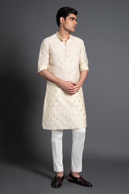 Raghavendra Rathore Jodhpur Chanderi Silk Floral Woven Kurta 