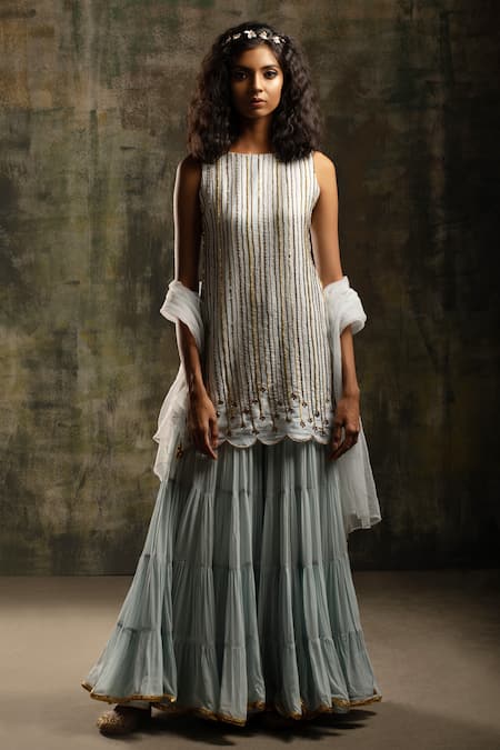 Mona And Vishu Embroidered Kurta Sharara Set 